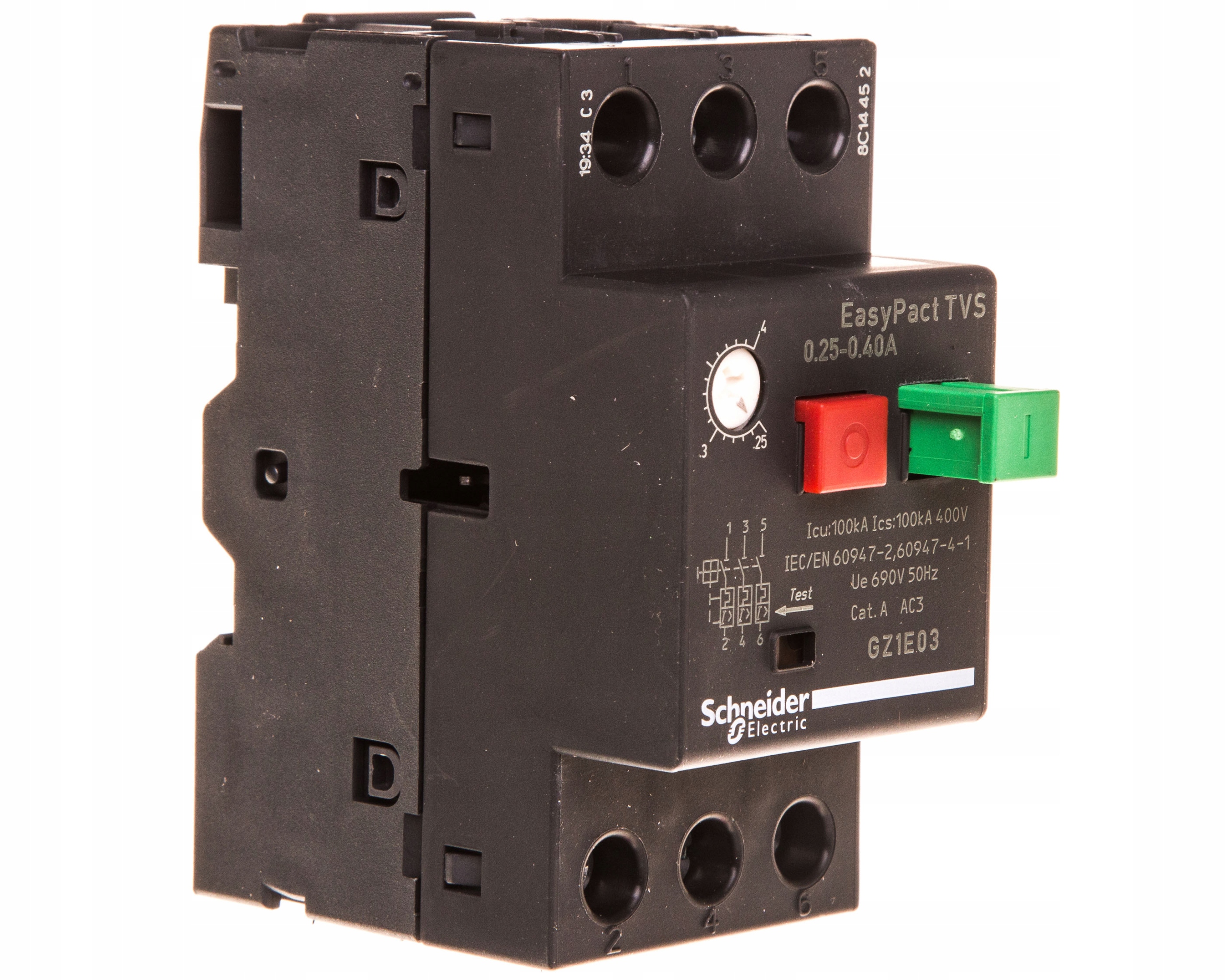 Motorový spínač GZ1E tlačítkový pohon I=0,25-0,4A skříňové svorky