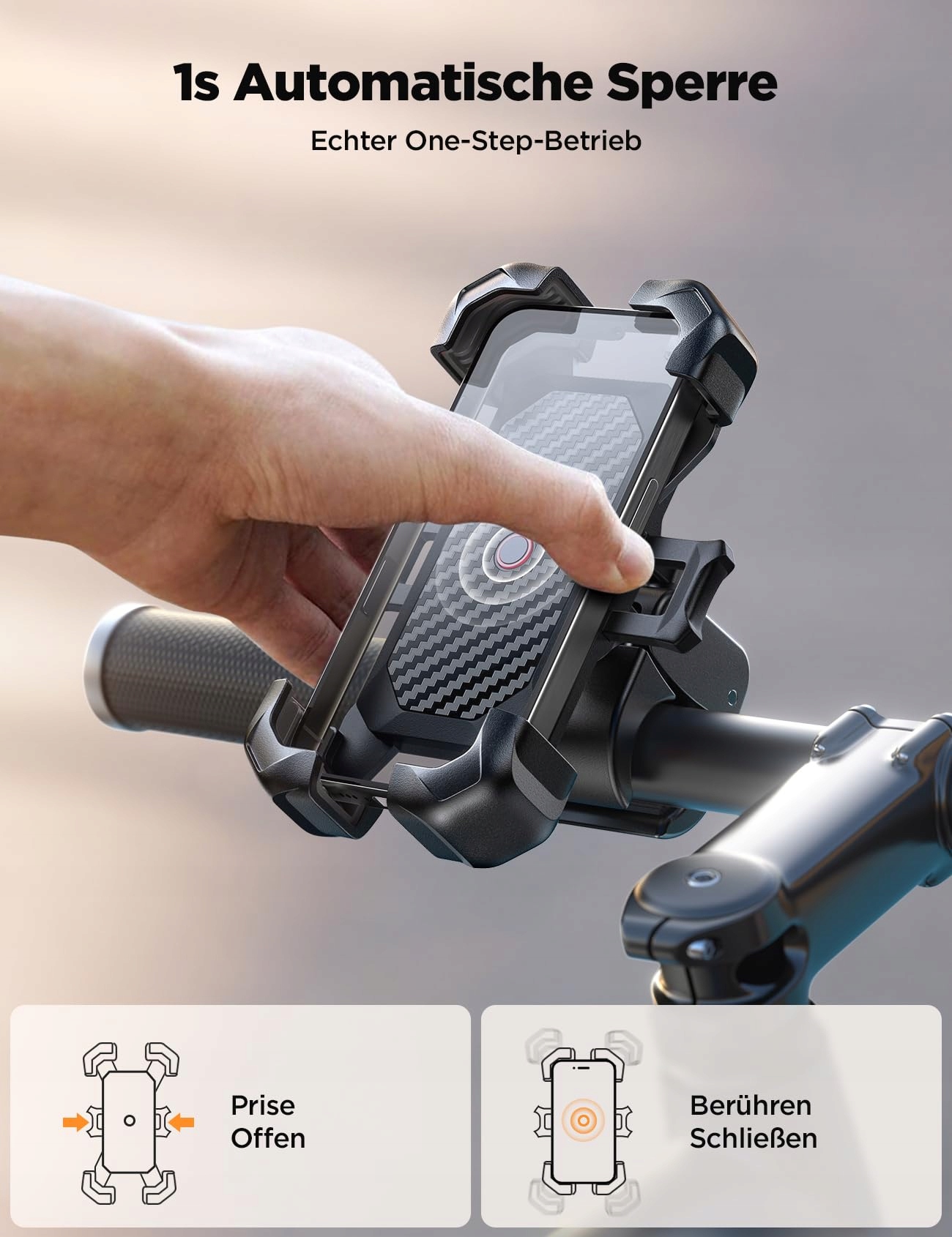 JOYROOM Universal Bike/Motorcycle Phone Mount for iPhone Samsung — miniatura 2