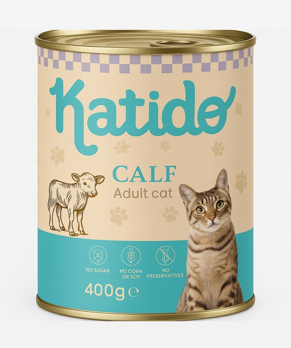 Levně Katido Superprémiové mokré krmivo pro kočky Adult Telecí konzerva 6x400 g