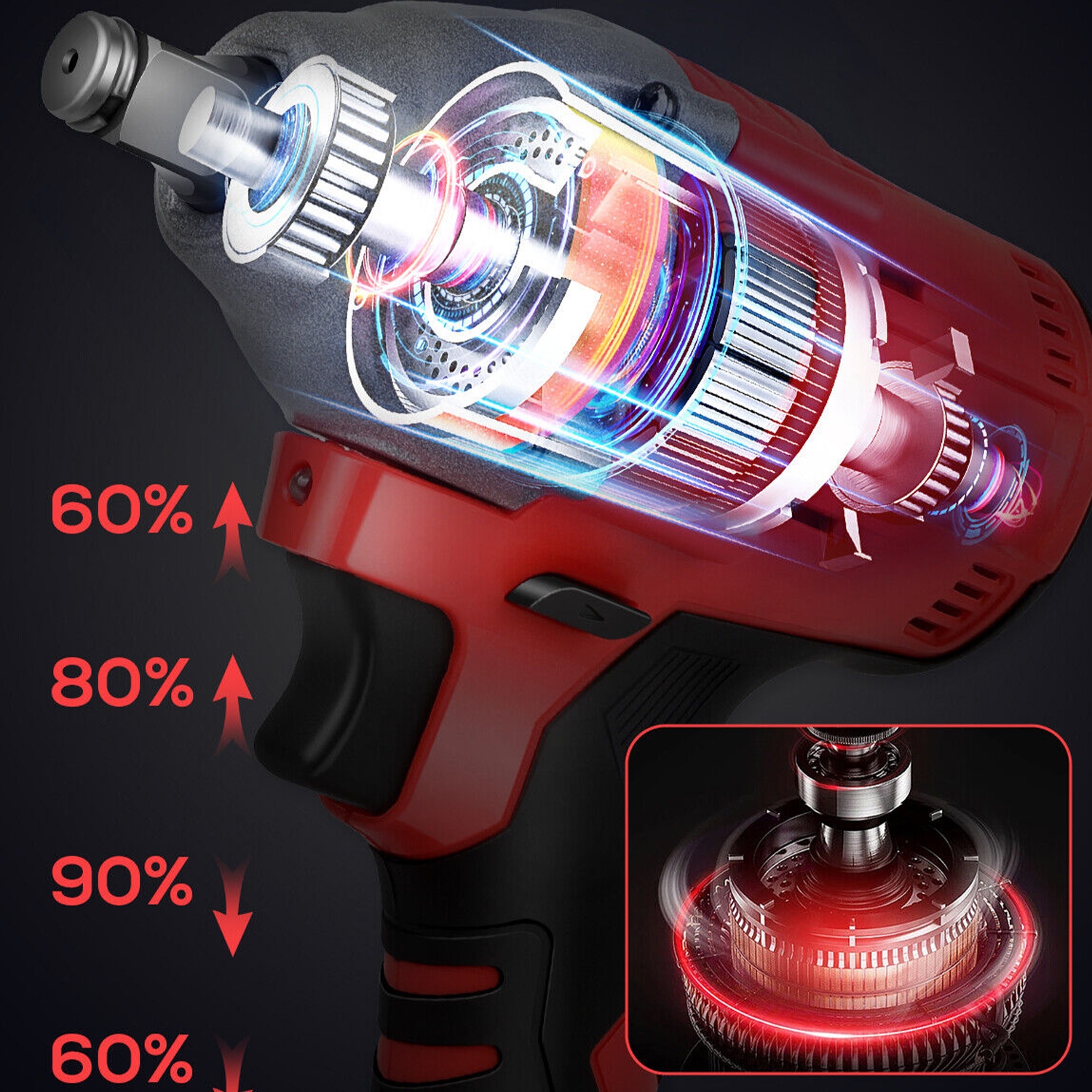 Bezprzewodowa wkrętarka KLUCZ udarowy 650 Nm do konserwacji samochodów Prędkość obrotowa 3200 obr./min