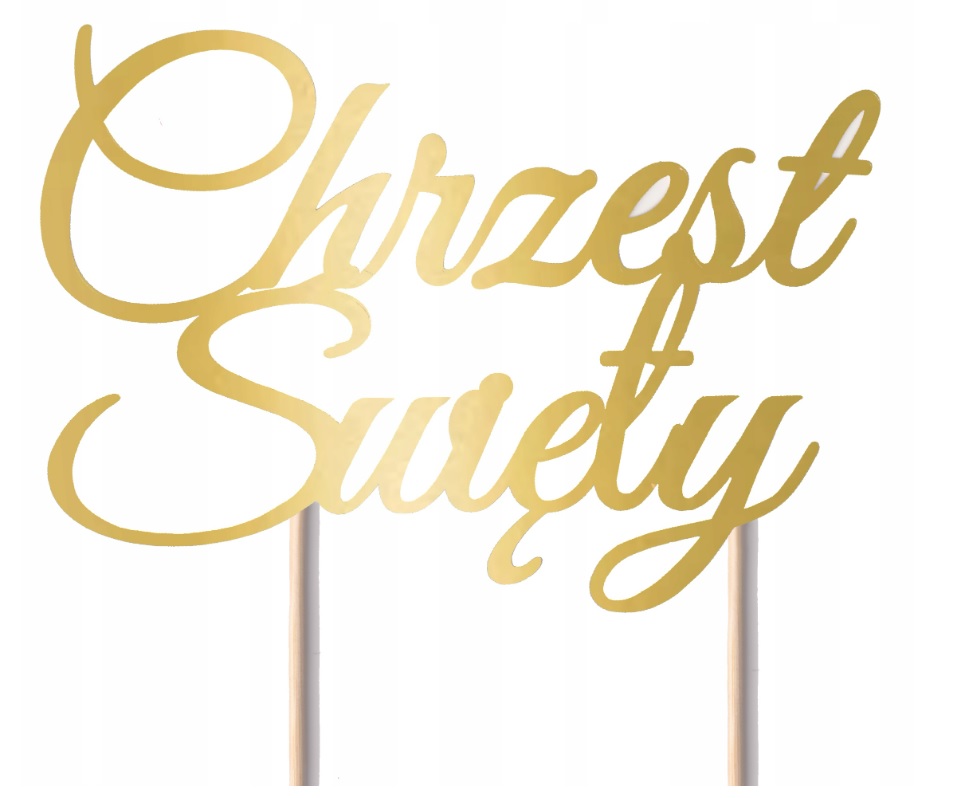 DEKORACJA NA TORT CHRZEST ŚWIĘTY TOPPER ZŁOTY