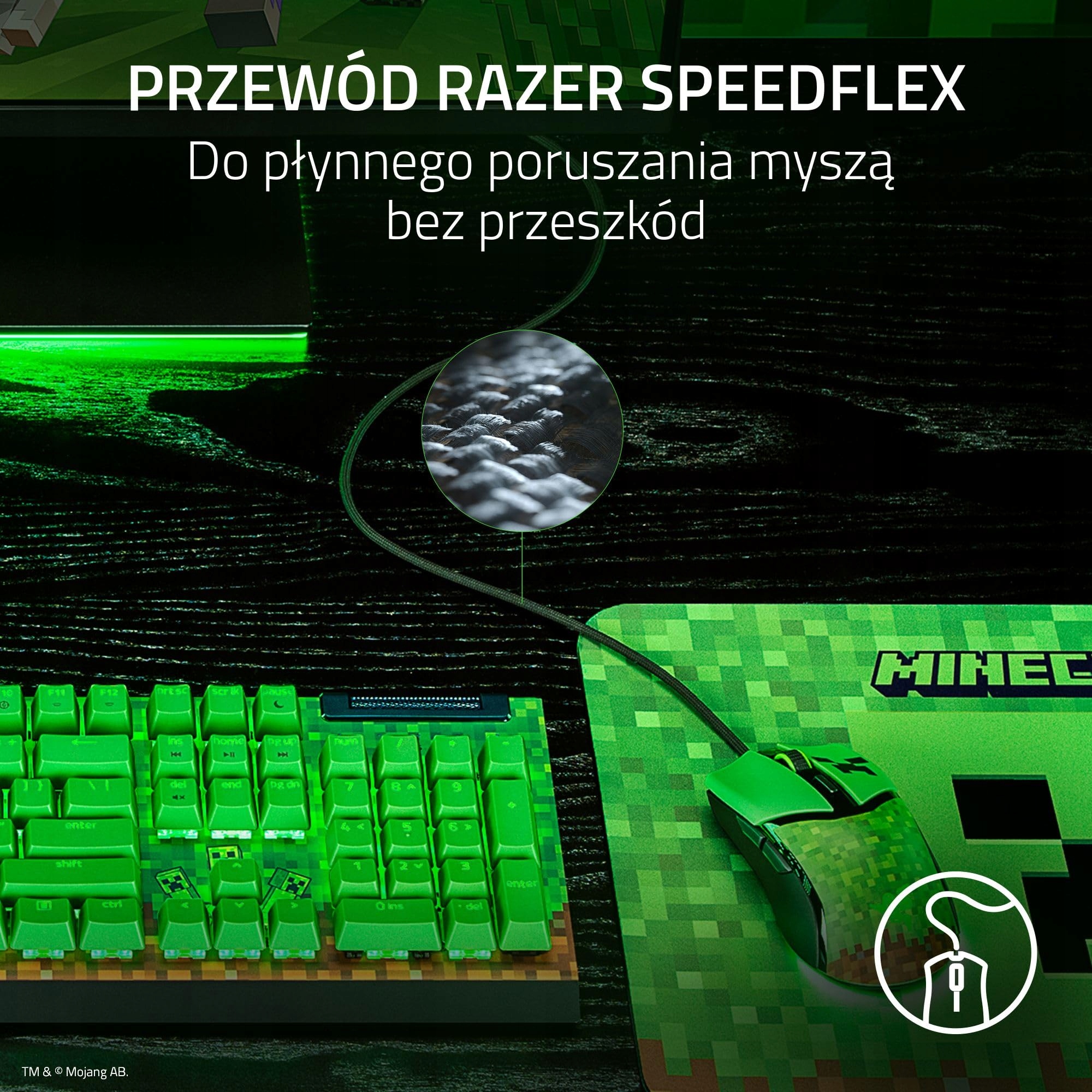 Myszka przewodowa Razer Cobra Minecraft Edition sensor optyczny