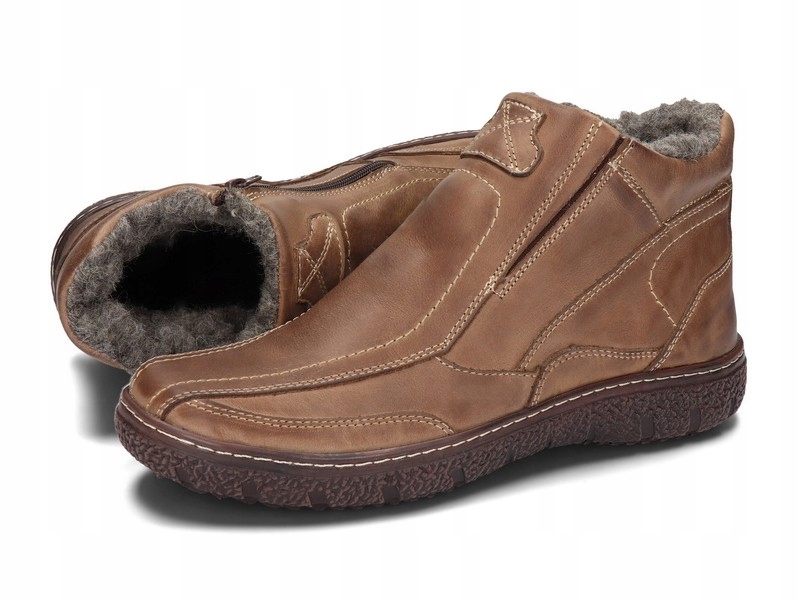 OBUWIE ZIMOWE MĘSKIE KOZAKI SKÓRA 151 BRĄZOWY 40 Model KOZAKI