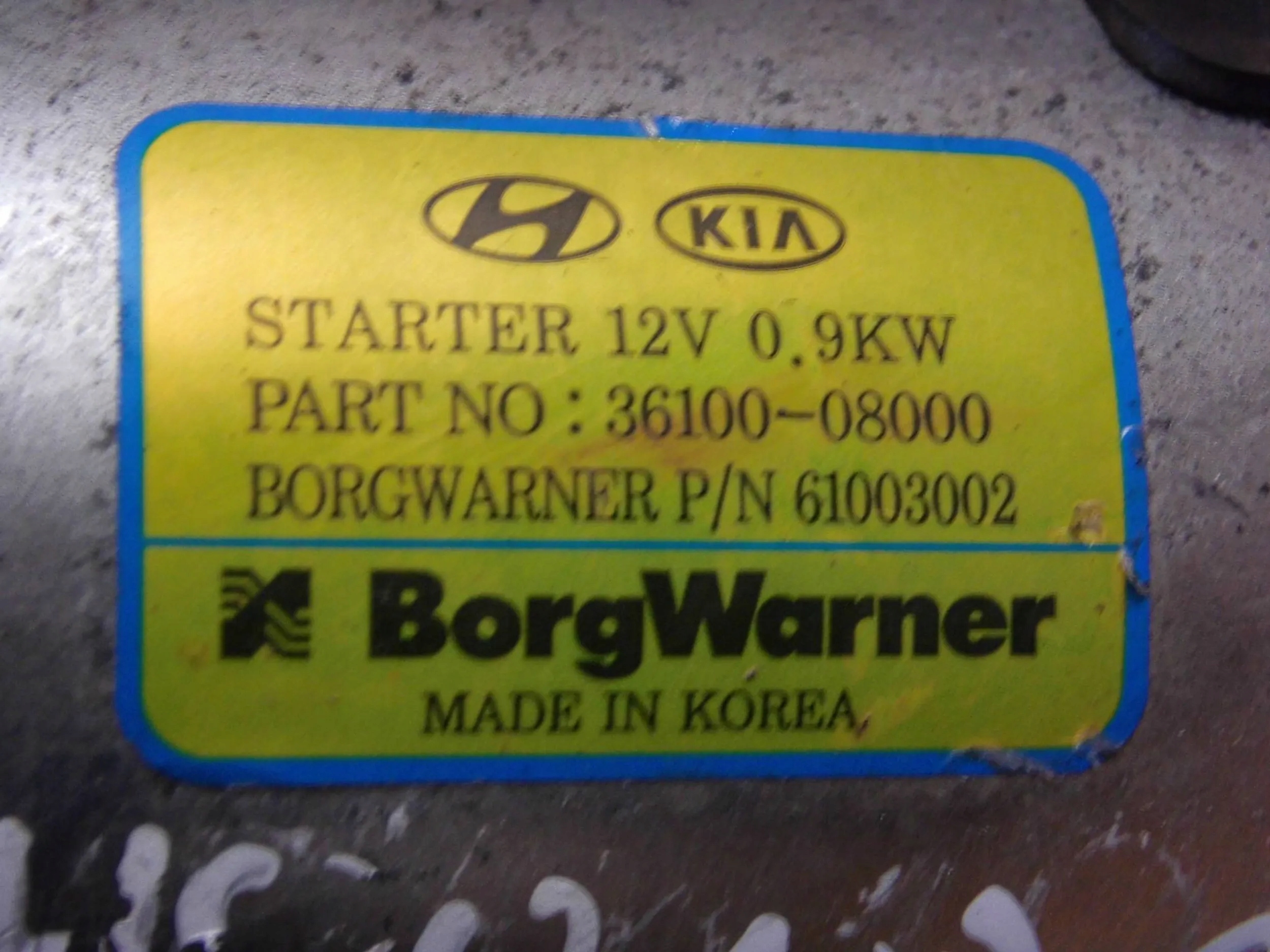 Hyundai Kona 1.0 T-GDI starter 3610008000