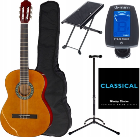 Kytara klasická Startone CG-851 4/4 Pouzdro Tuner Struny Stativ Set