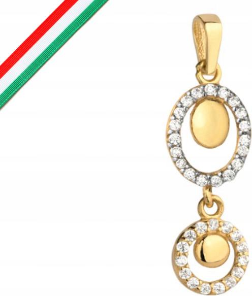 Zlatý přívěsek 585, přívěsek Ovál A Kólko se zirkony, módní jako dárek 14k