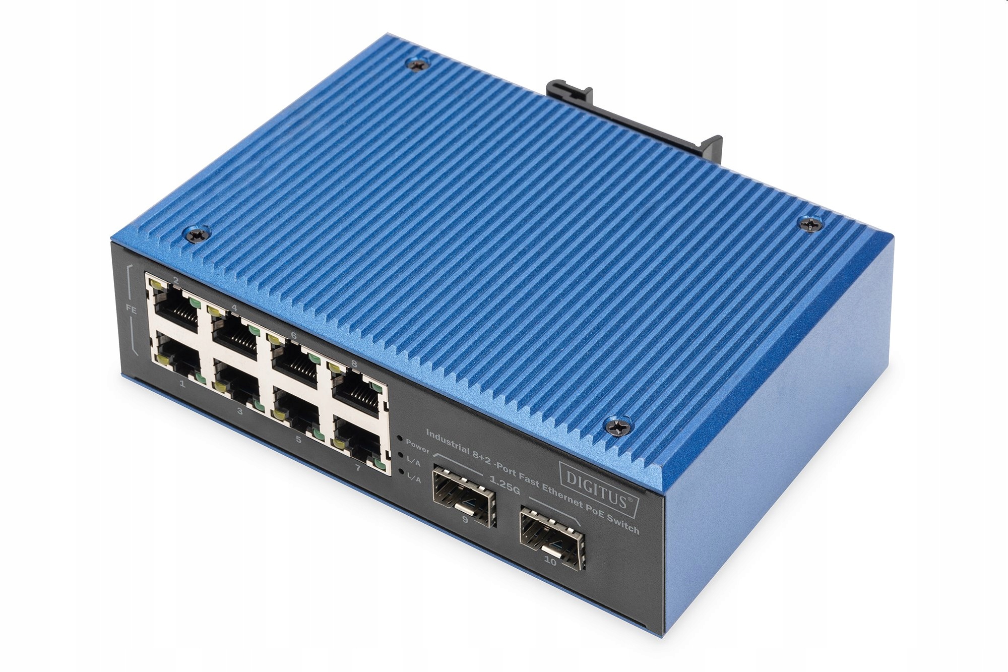 Digitus Industrial 8+2-Port Fast Ethernet PoE Switch 8 Port PoE Fe RJ45,…