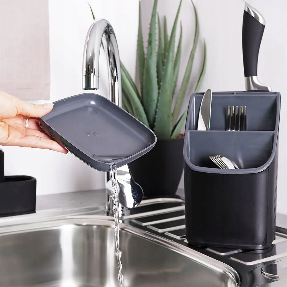 Ociekacz na Sztućce Czarny Stojak Koszyk Pojemnik Typ do zlewu