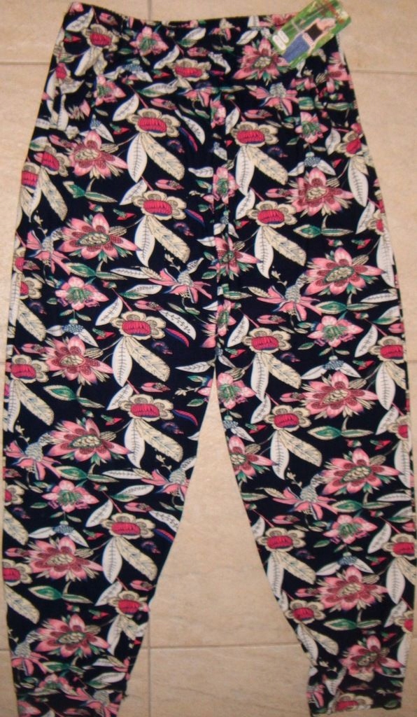 DUŻE ALLADYNKI DAMSKIE KOLORY WZOREK DŁUGIE BAWEŁNA 90% SPODNIE roz.L-3XL