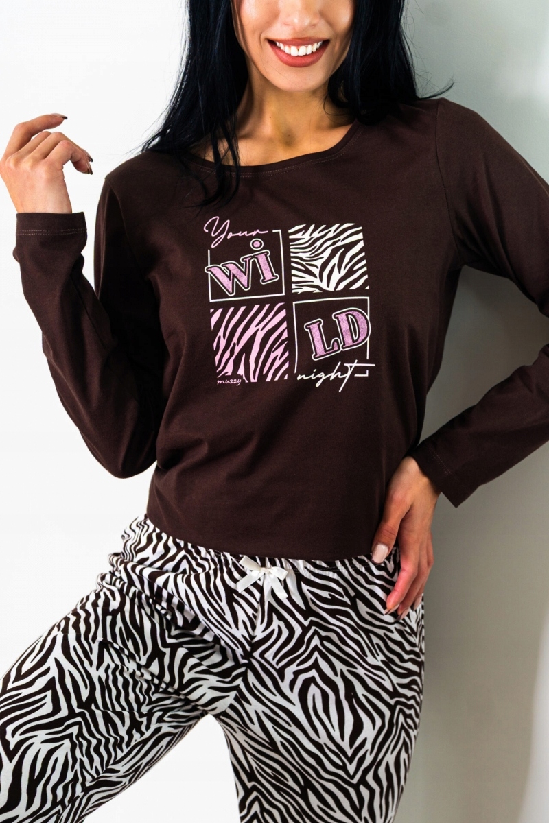 Muzzy Dámské pyžamo Wild s dlouhým rukávem a dlouhými kalhotami, velikost R: L