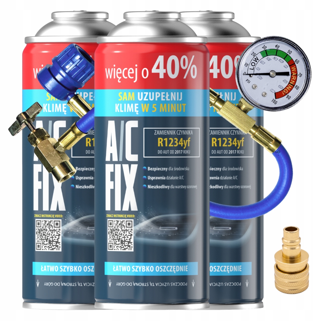 Ac Fix Sada Plyn 3xR1234yf XL 705g Chladící Médium Kabel Adaptér