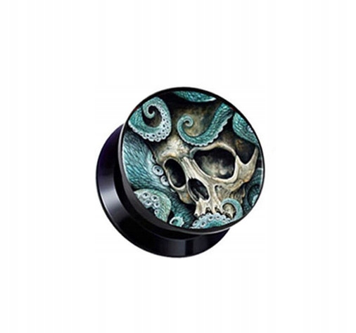 

Plug ozdobny z czaszką kolorowy Piercing 10 mm