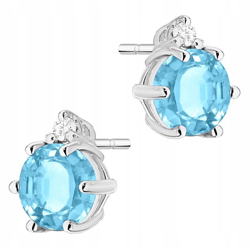 Zlaté Náušnice Dámské Štyft pr. 585 Topaz 1,00 ct a Brilianty 14k