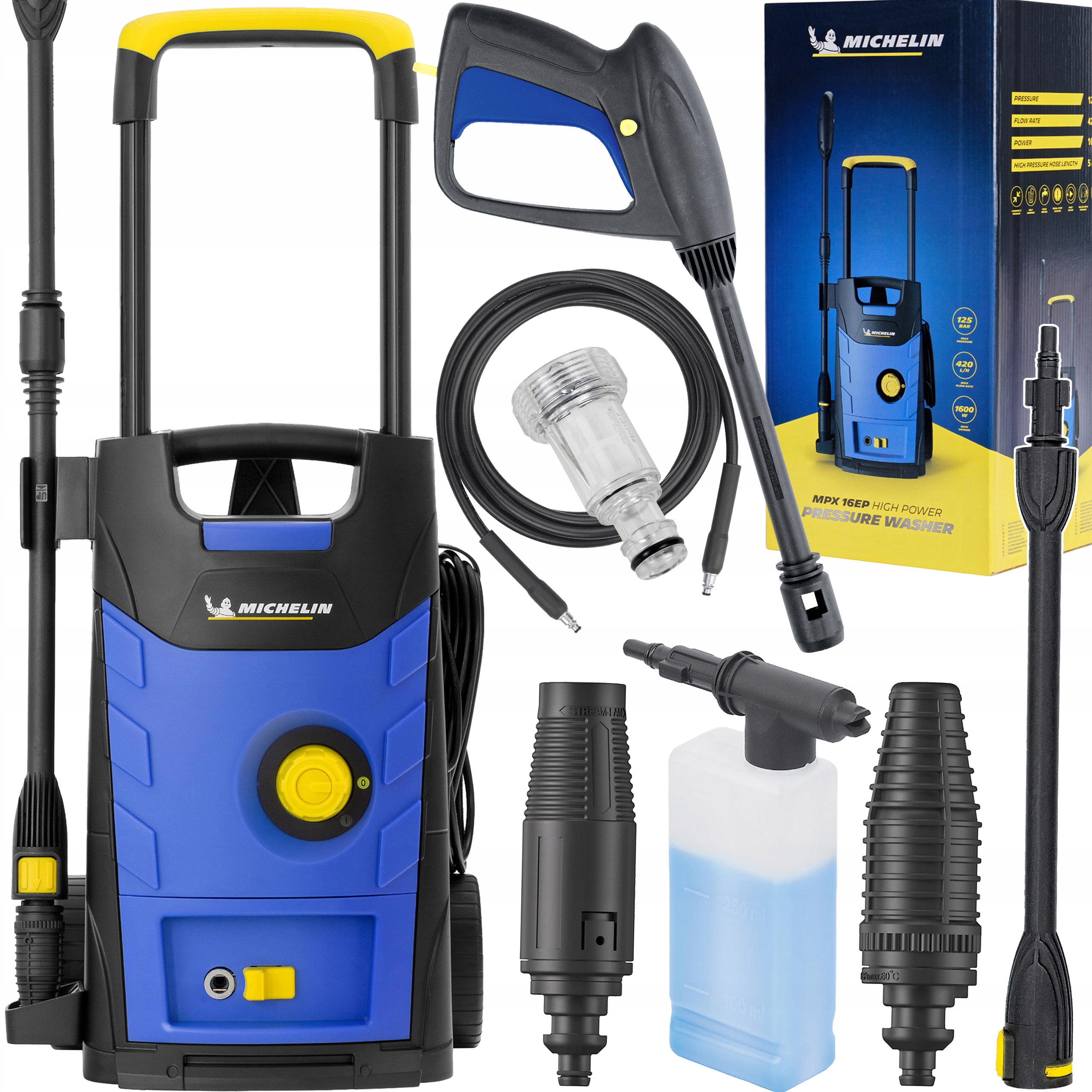 Tlaková myčka Michelin 1600 W, hliníkové čerpadlo 420 l/h, samonasávací