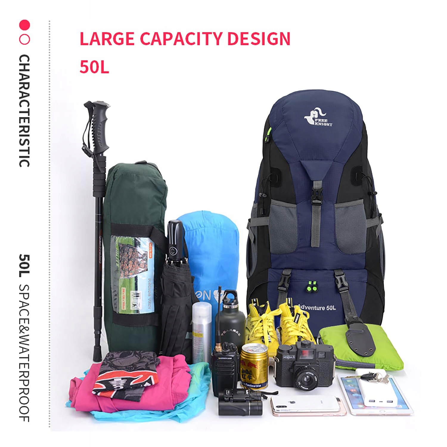 BSEASH 50L Lekki Wodoodporny Plecak Turystyczny Outdoor — miniatura 9