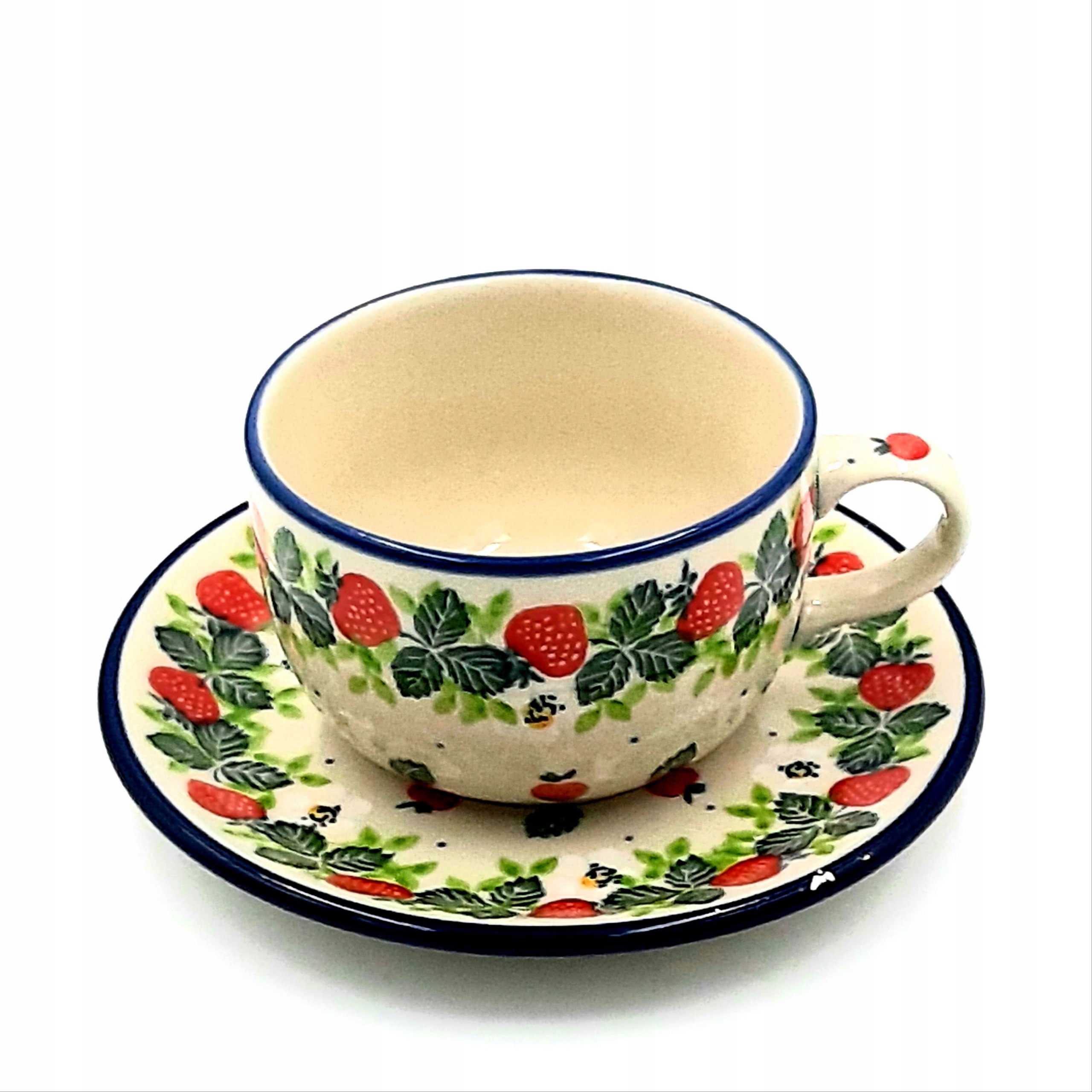 Filiżanka do kawy,herbaty V:0,2 L ceramika Bolesławiec,poziomki