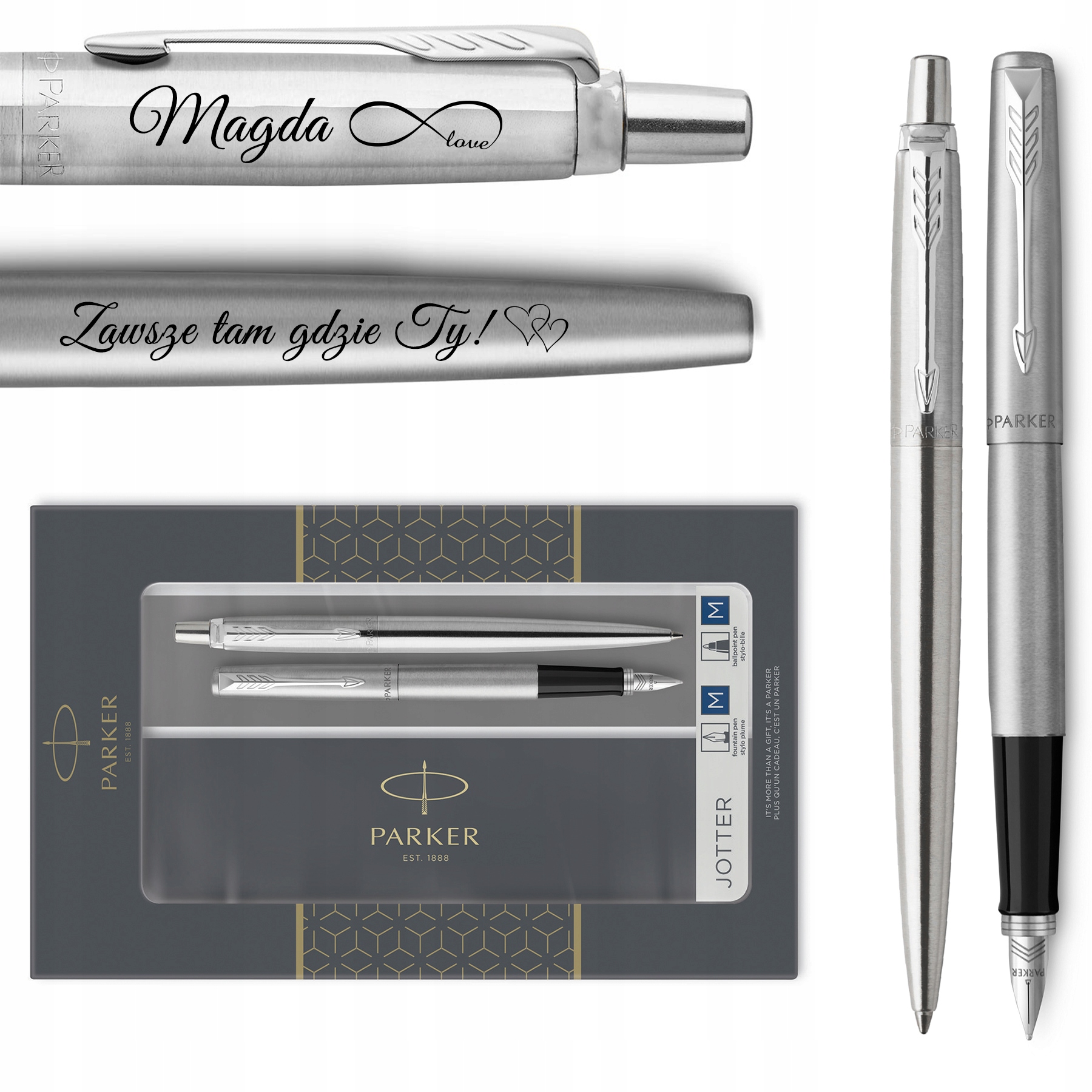 

Pióro wieczne i długopis Parker Jotter Ct Grawer