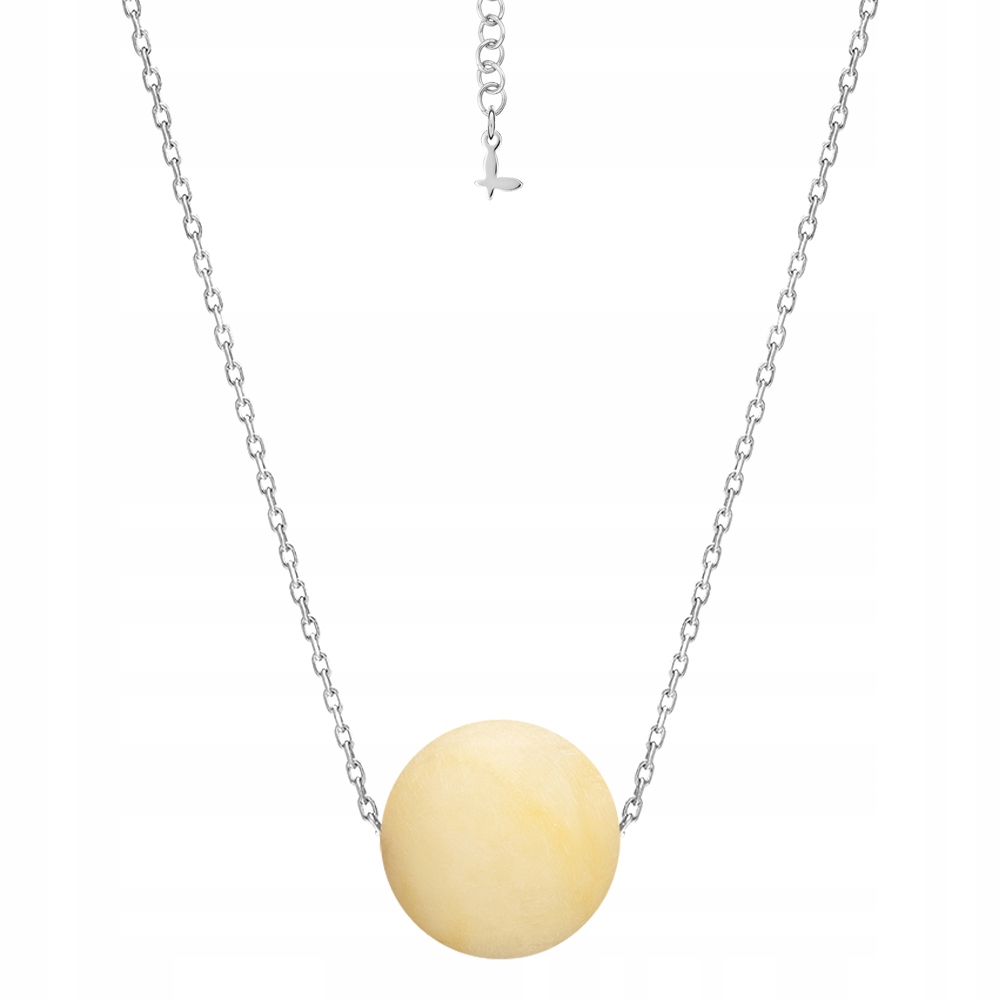 Naszyjnik Srebrny z Bursztynem Mlecznym Kulka 11 mm Srebro 925 Sadva