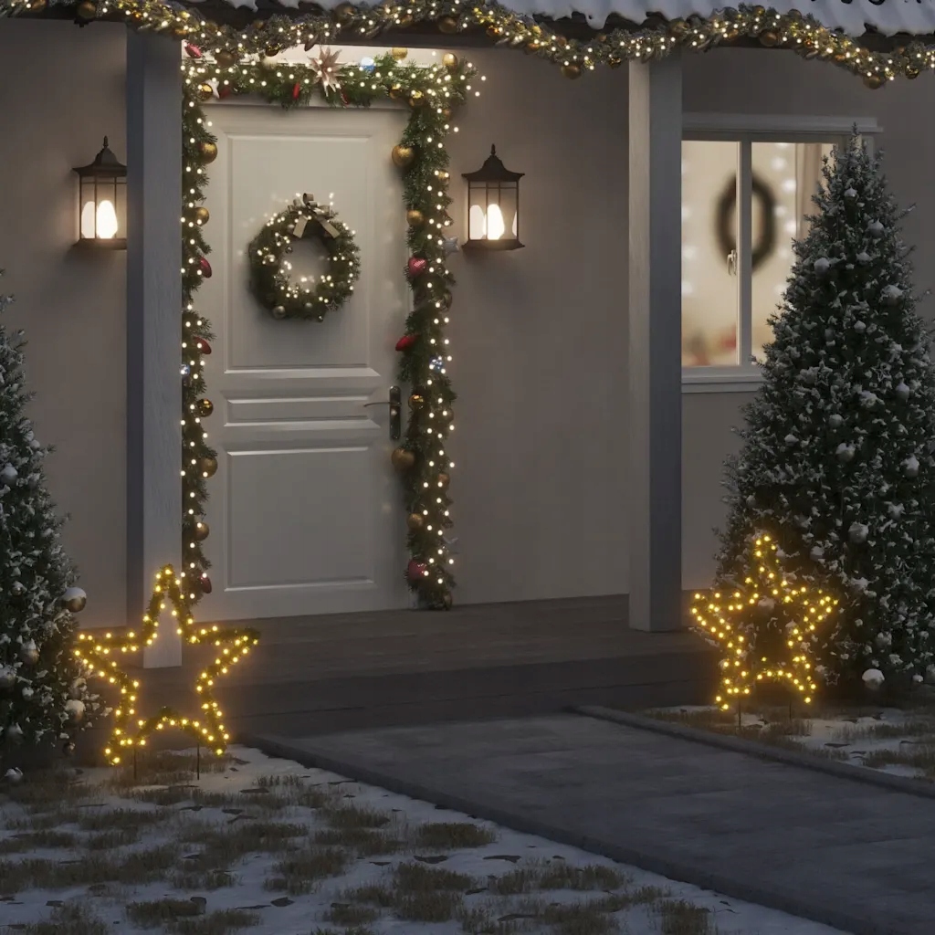 vidaXL Vánoční světelná dekorace s hroty Hvězda 80 Led diod 60 cm