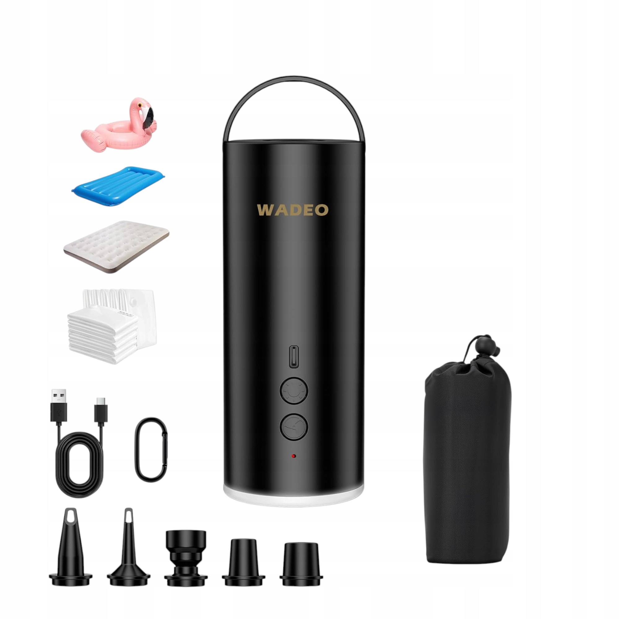 Pumpička na matraci Bezdrátová 3v1 4000 mAh Led svítilna Wadeo Ultrarychlá