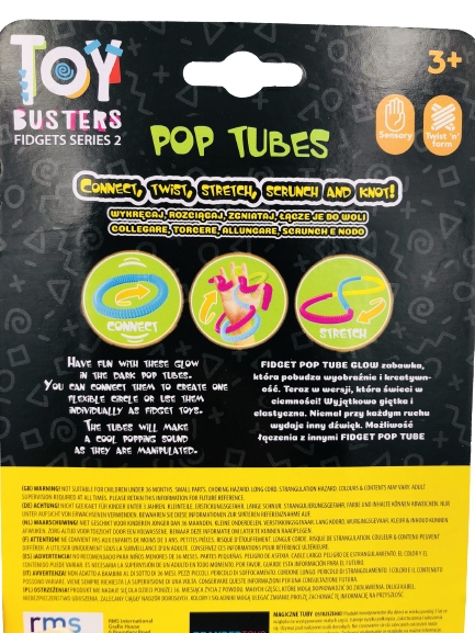 RURKI POP TUBE RURY TUBY SENSORYCZNE 3sztuki GLOW Marka Branded Toys