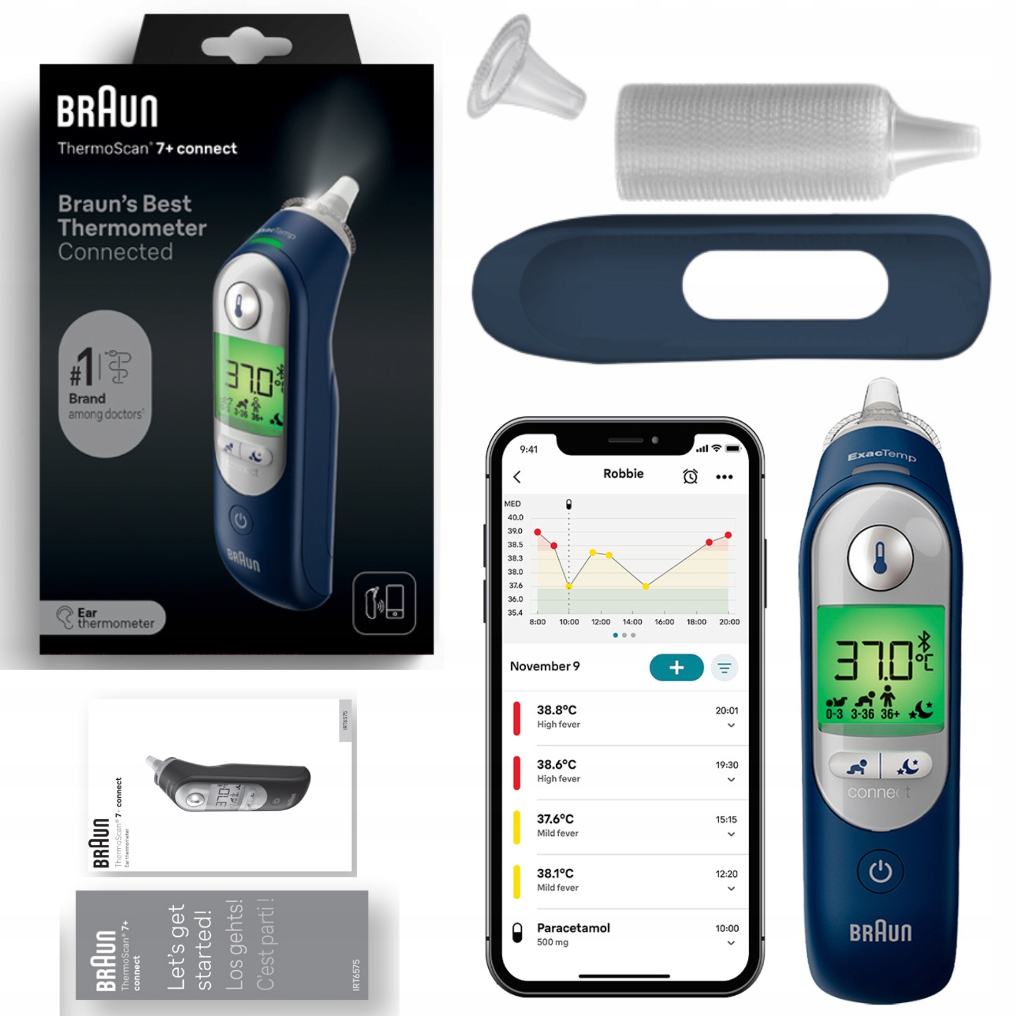 Termometr Douszny Dokładny Braun Thermoscan 7+ Connect IRT6575 Bluetooth
