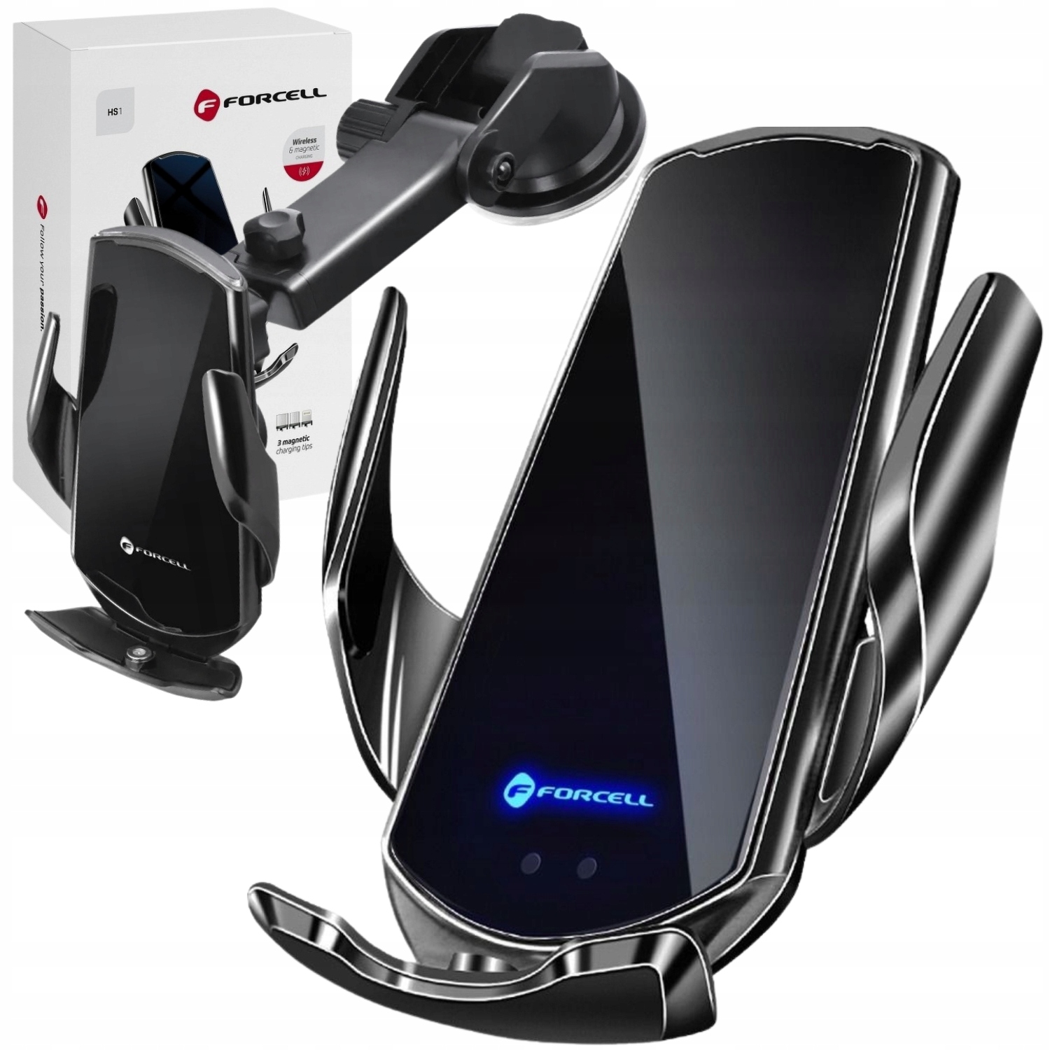 Uchwyt Samochodowy Do Telefonu Z Ładowarką Automatyczny do Szyby 15W Qi