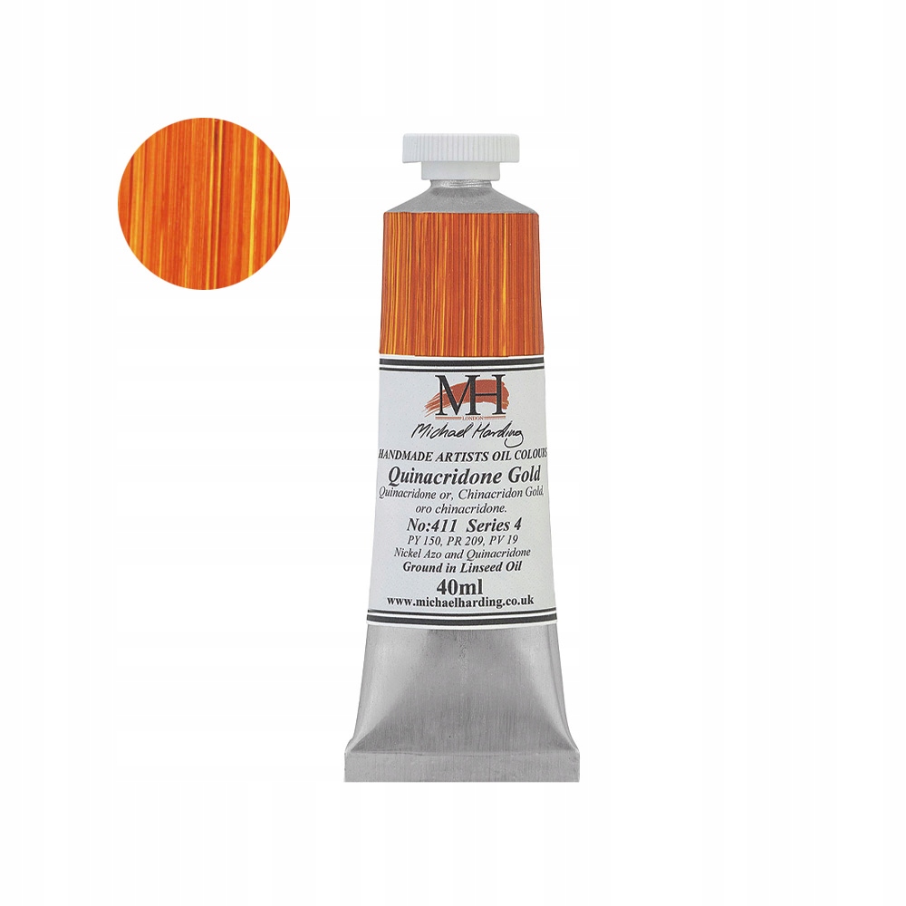 Farba olejna Michael Harding 40 ml 411 Quinacridone Gold