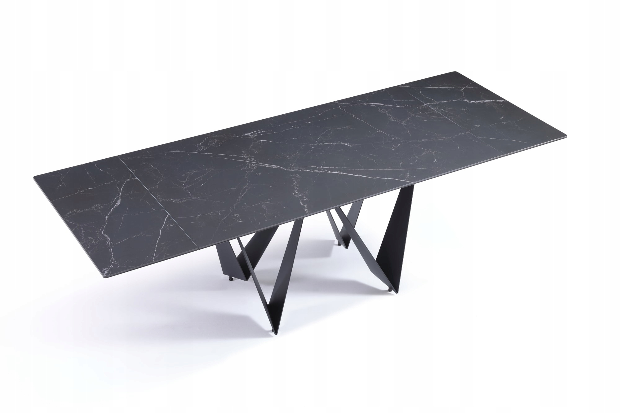 Stół Do Jadalni Ceramiczny 160–240x90 Rozkładany Czarny Marmur Metal Stelaż