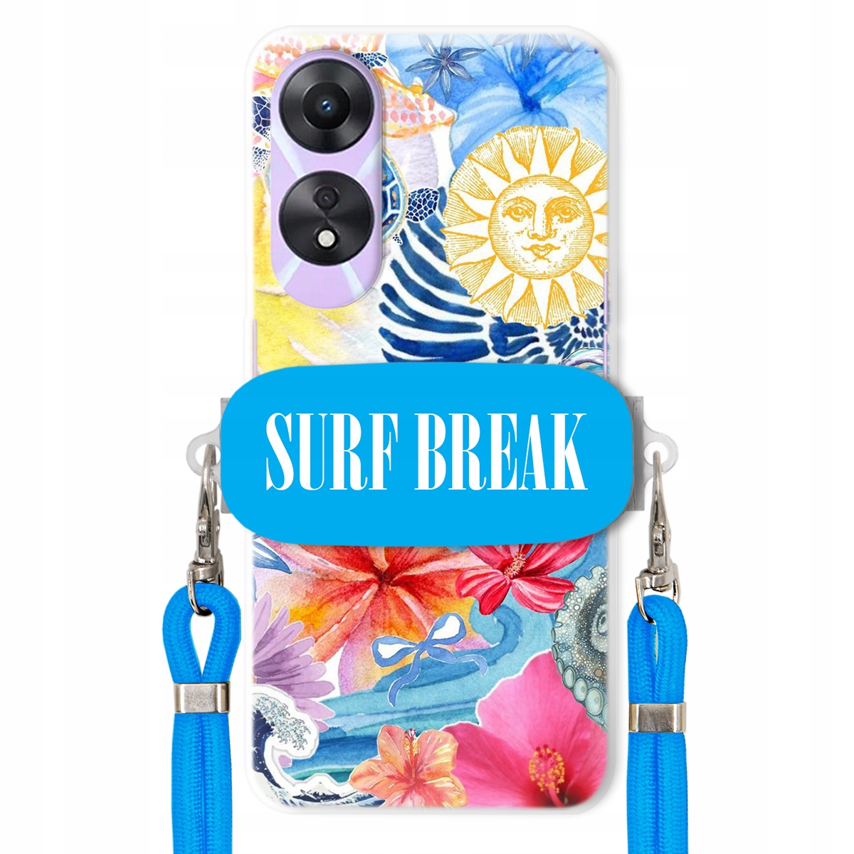Puzdro pre Oppo A58 5G Modré Crossbody vodítko držiak Surf Break Lata