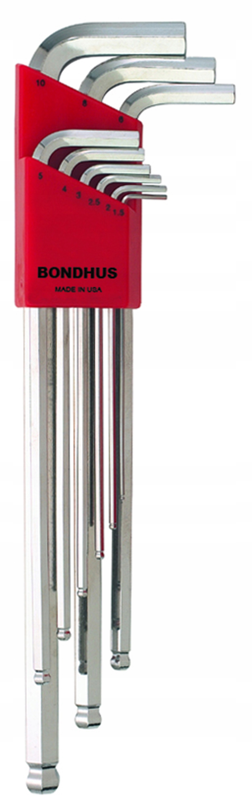 Zestaw imbusów klucze imbusowe 1,5-10 BONDHUS bardzo długie z kulką srebrne