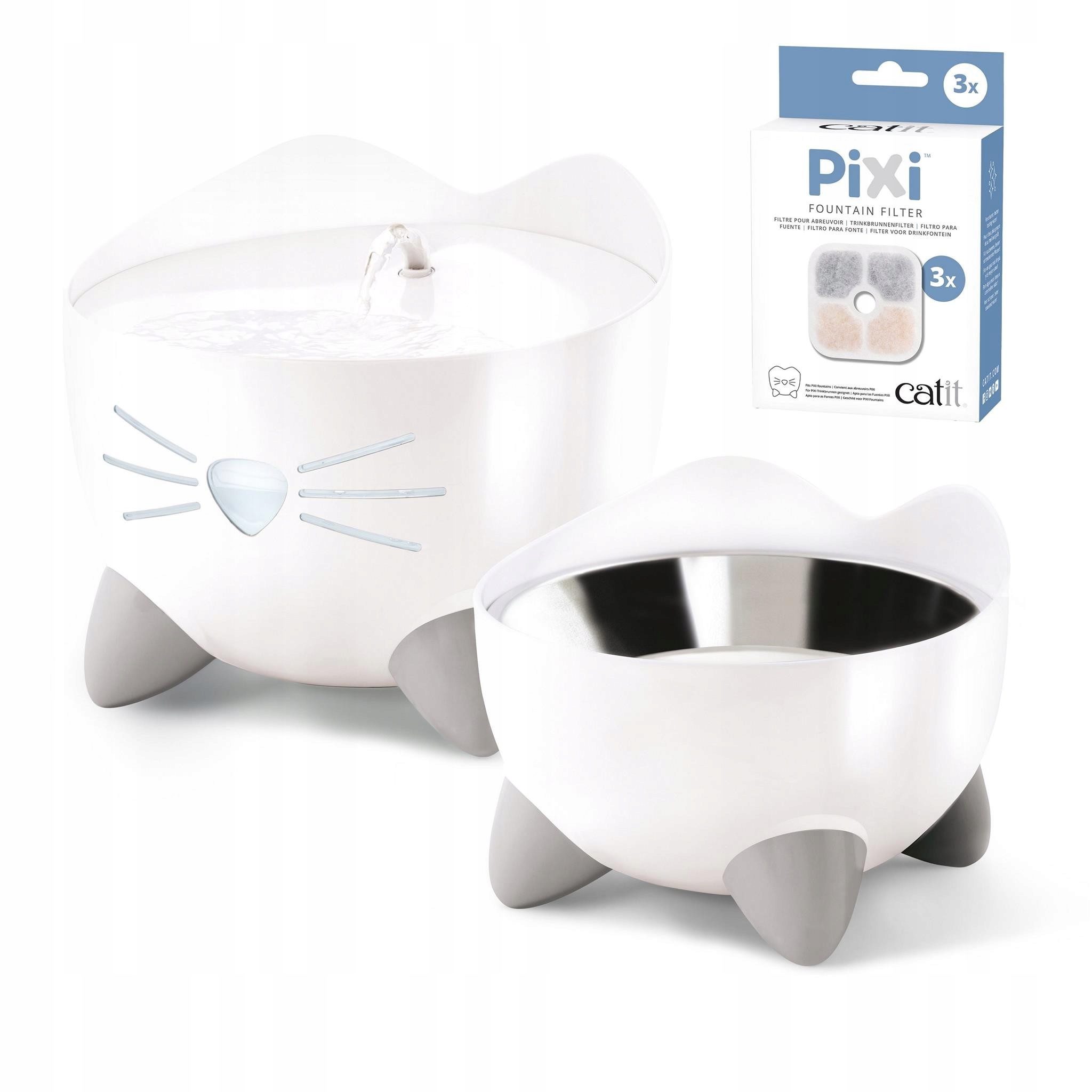 Zestaw Fontanna dla Kota Miska Filtry 3szt Catit Pixi Fountain Biały