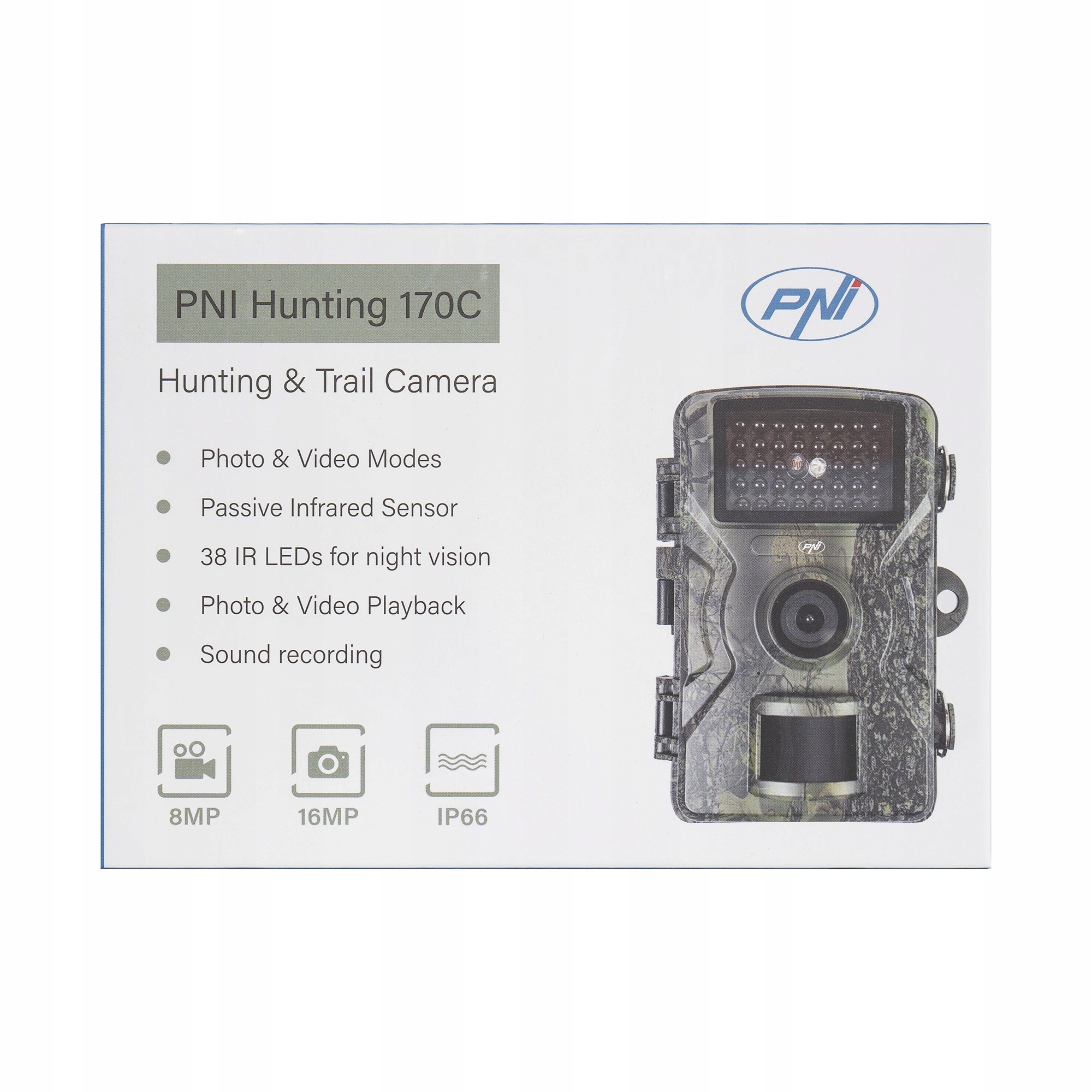 Poľovnícka kamera Pni 170C, 16MP fotografia, 4K video, Pir 15m, farebná obr