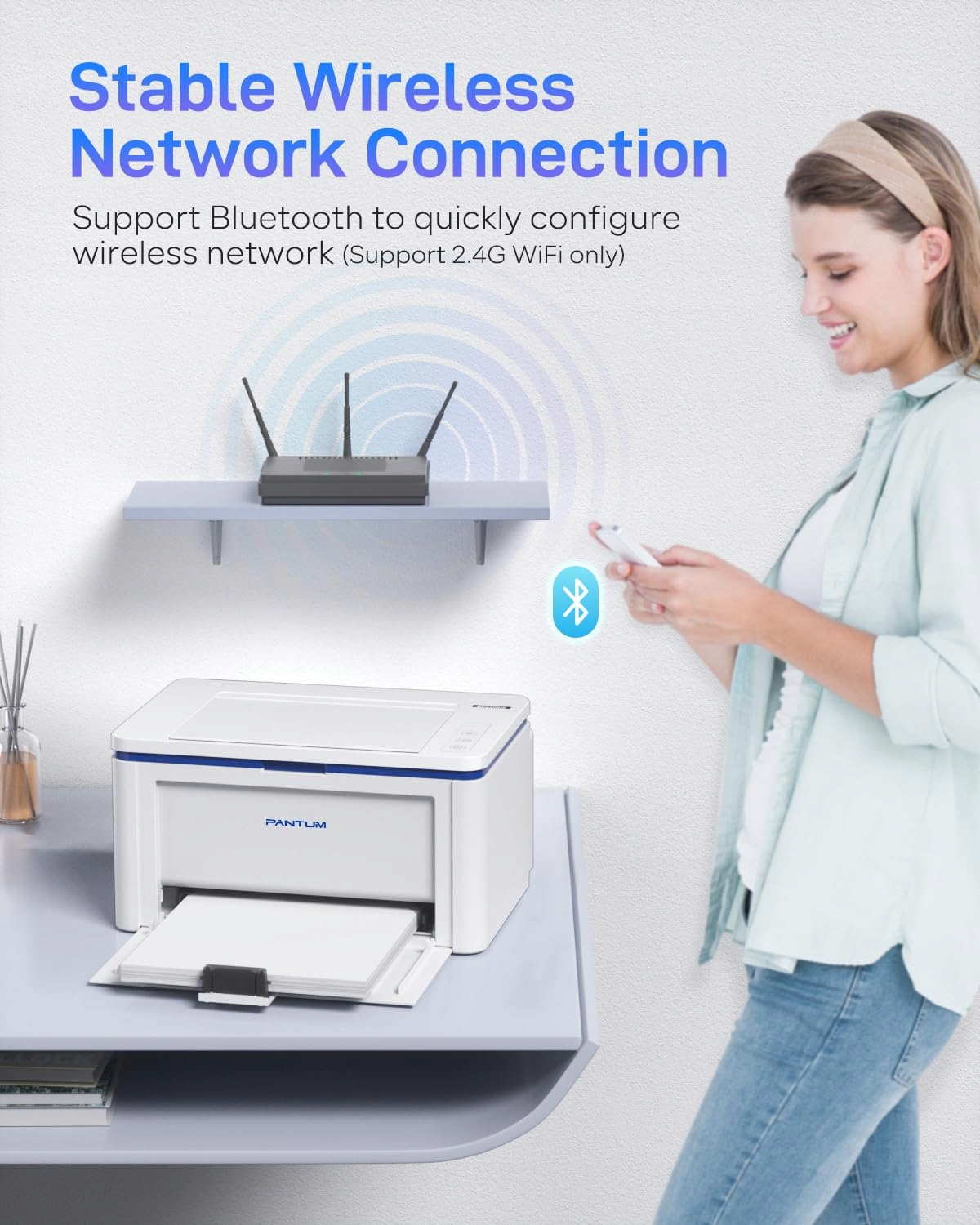 PANTUM BP2309W Drukarka Laserowa Czarnobiała WiFi Airprint Mopria Dom Biuro — miniatura 4