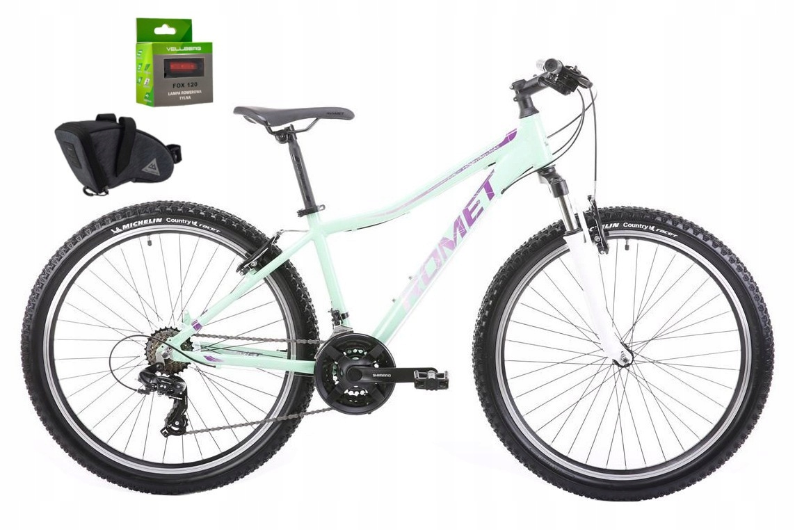 Rower Damski Górski 26 Romet Jolene 6.1 Shimano Zielono-fioletowy 15"