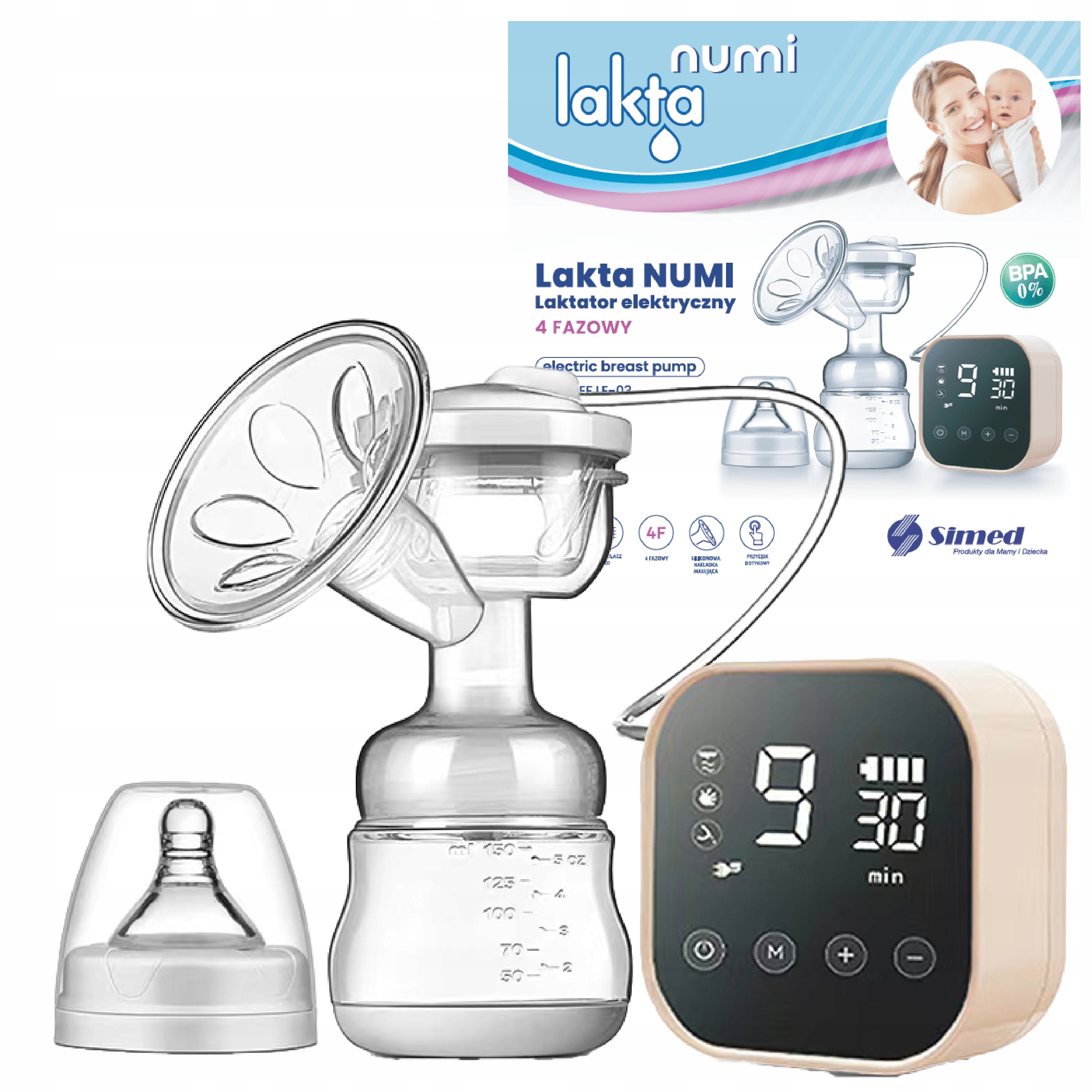

Laktator elektryczny Simed 150ml Lakta Numi 4 Fazy