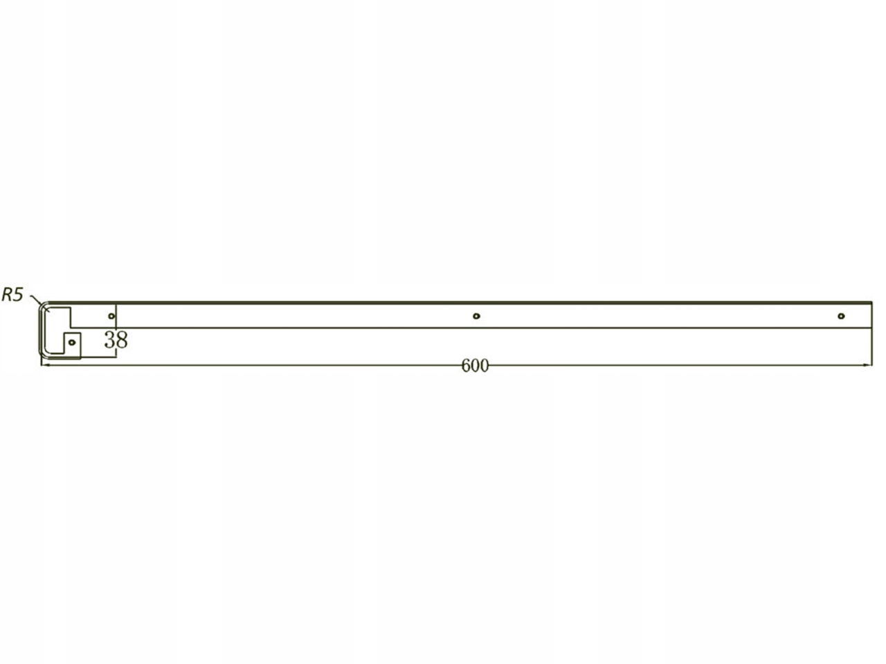 LISTWA SZCZELINOWA DO BLATÓW R5 38MM ALUMINIUM Kolor srebrny