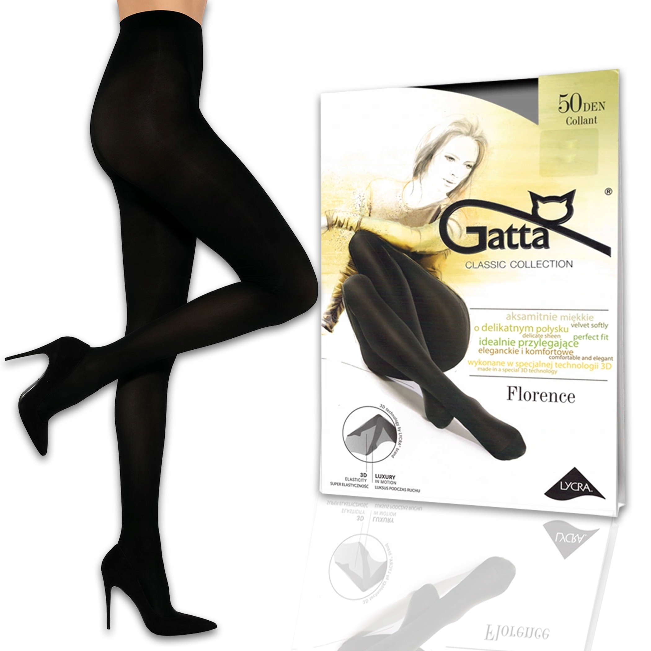 

3D Gatta rajstopy Florence, 50 den, lycra Nero 3-M