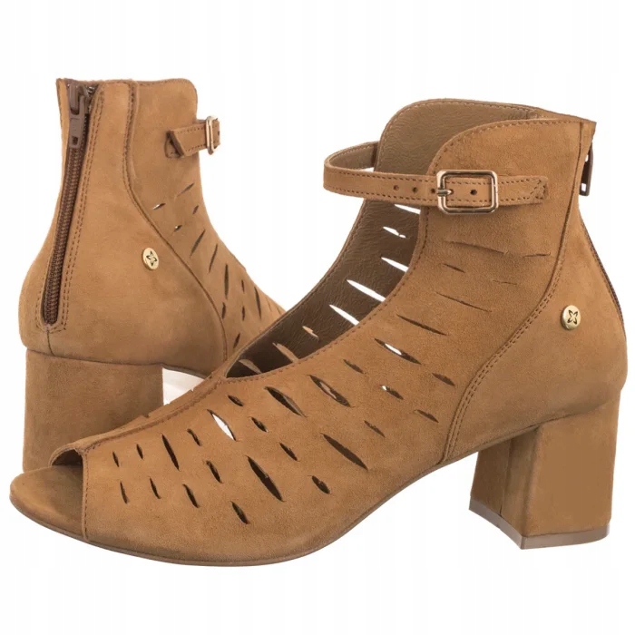 Boty Kotníkové Boty Kožené na podpatku Dámské Maciejka Červené Hnědé 06893-29