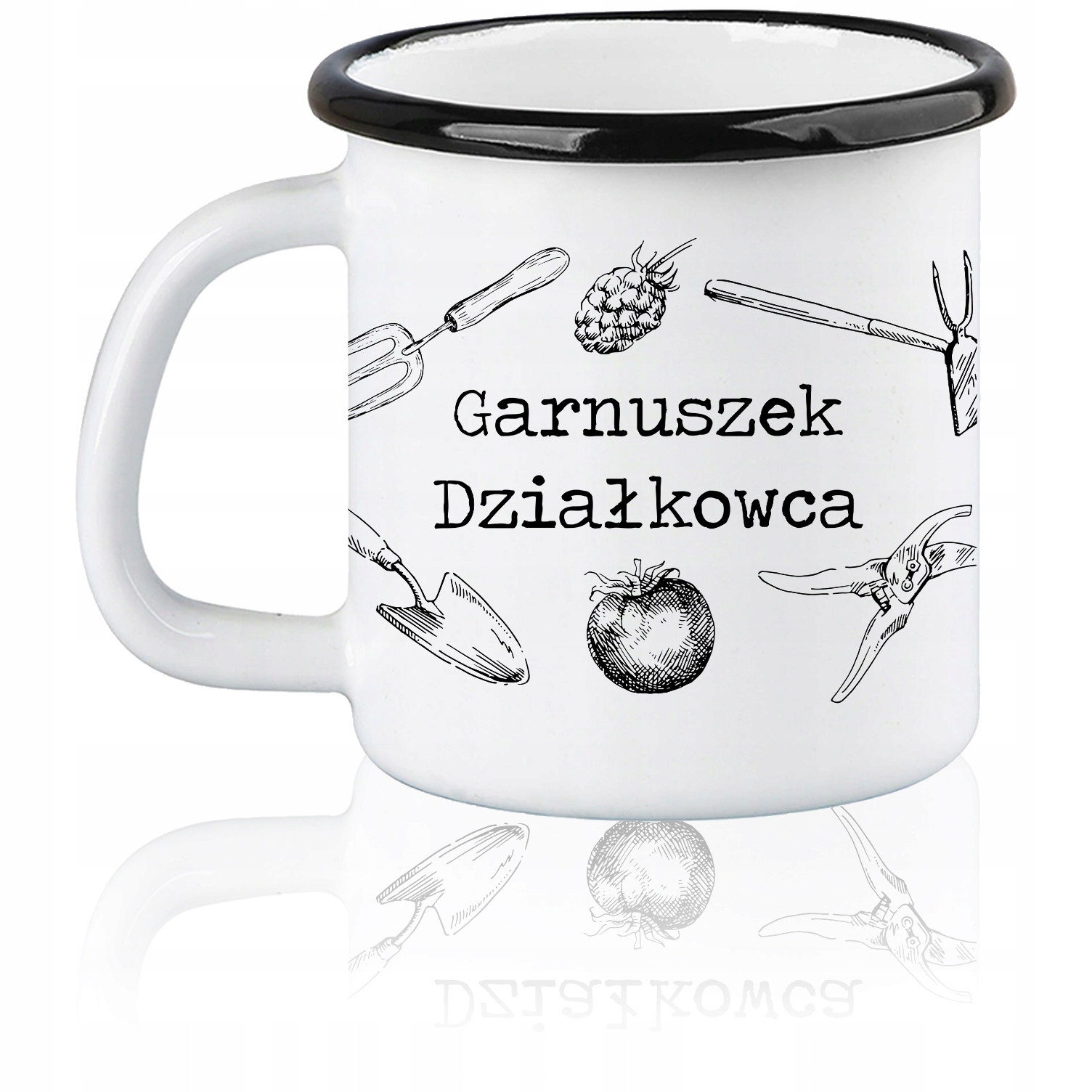 

Garnuszek emaliowany kubek Działkowca działka