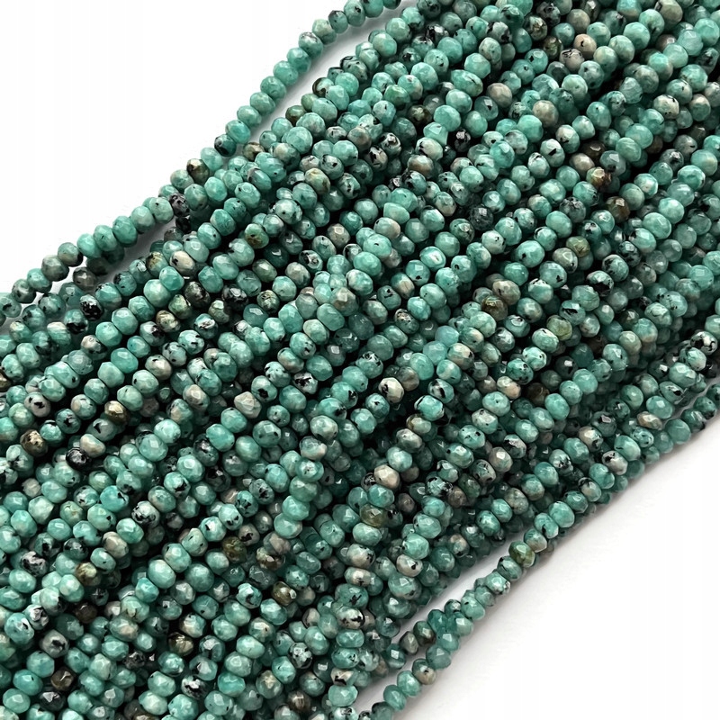 1861- Jadeit Oponka Fasetowany 4x3mm-Sznur Mix turkusowy