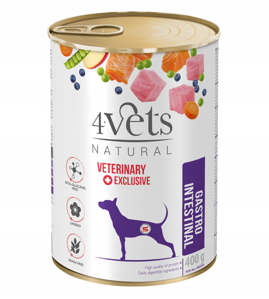 Levně 4VETS Natural Gastro Intestinal Dog mokré krmivo pro psy 12x400 g