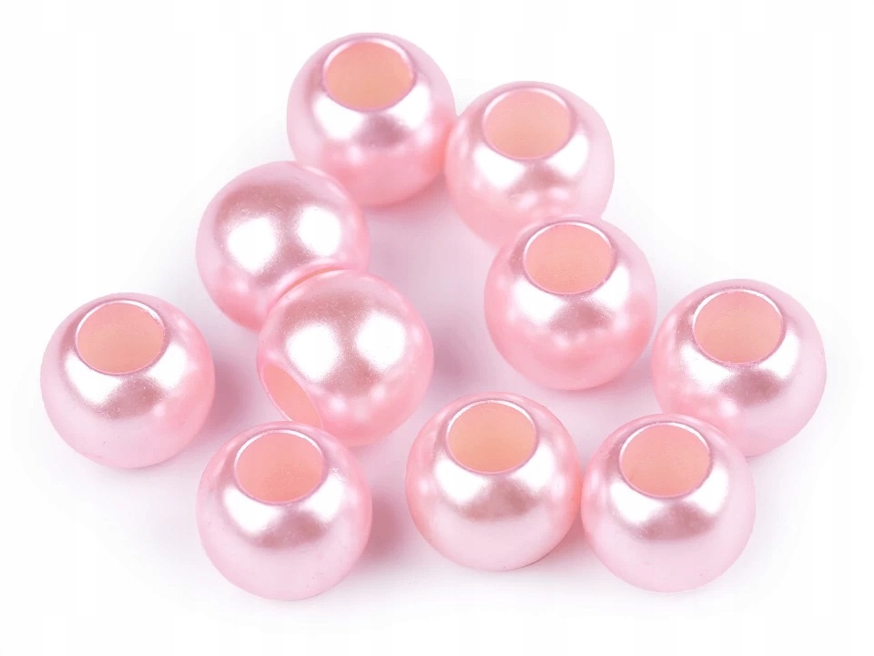 Koraliki Plastik Duży Otwór Jasny Róż 11x15MM 6SZT