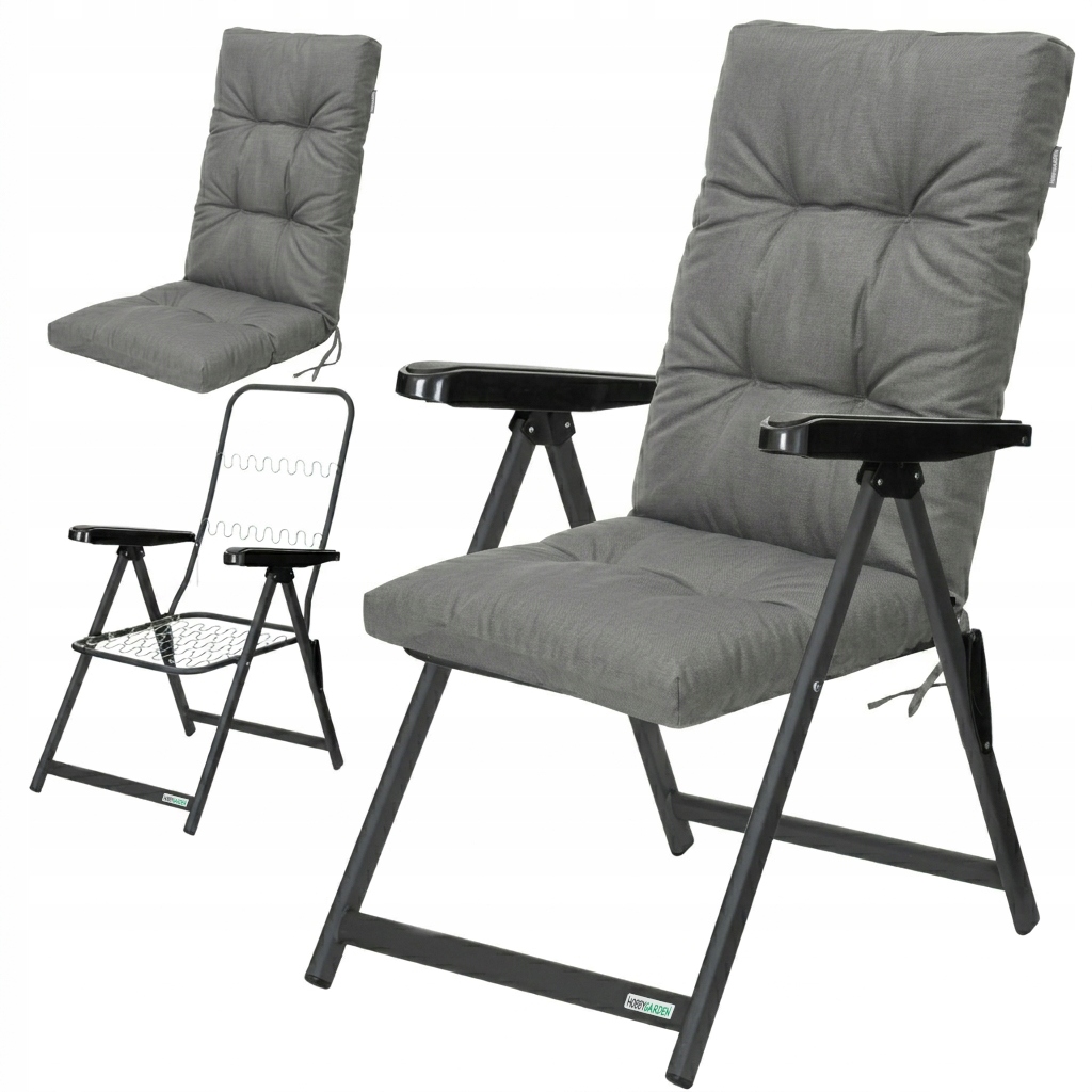 Leżak Ogrodowy z Poduszką Krzesło Fotel Leżanka do Ogrodu Regulacja Oparcia