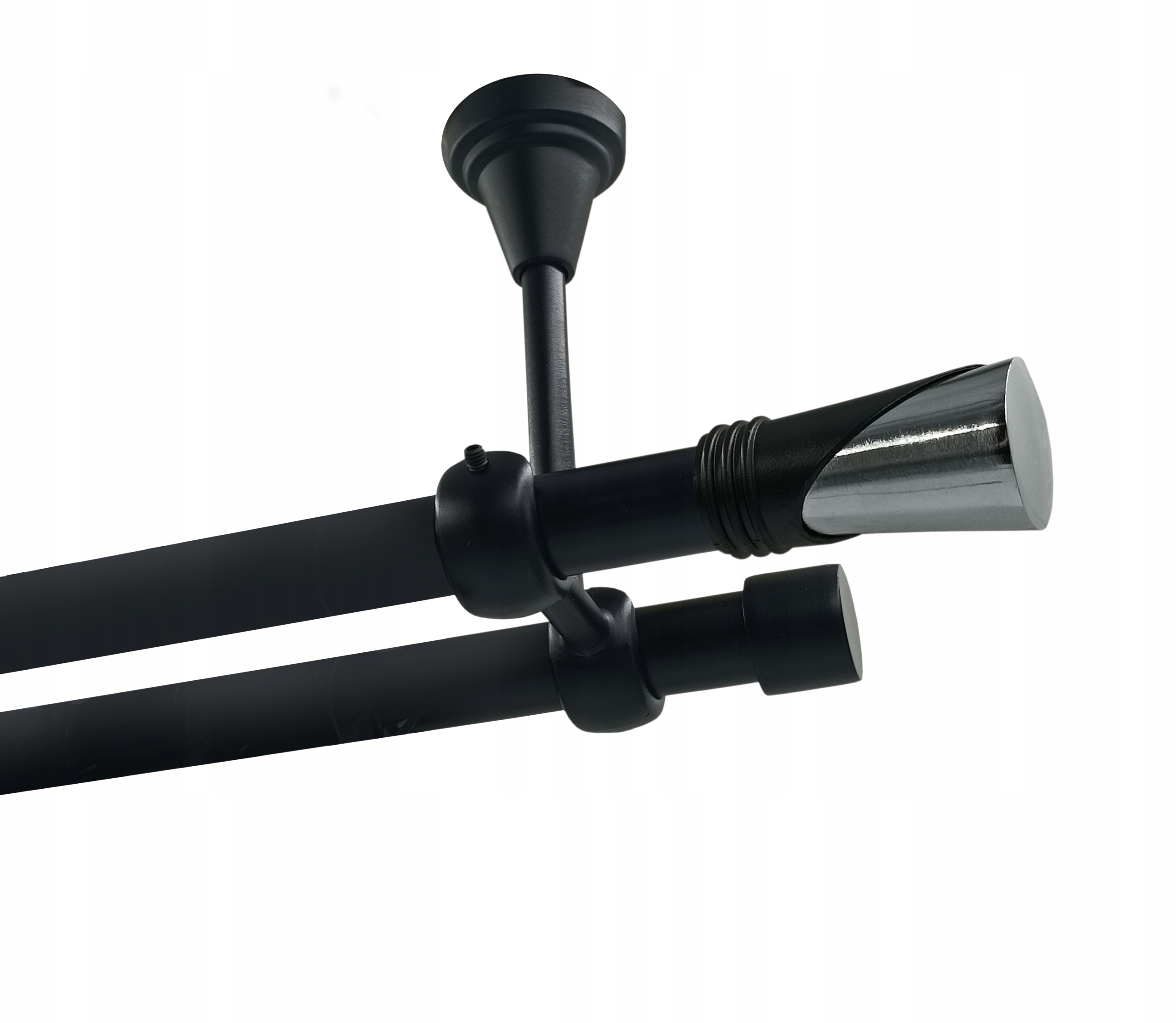 Garnýž dvojitá Metal Stropní 19+19mm Černý 200cm Vega Chrom Bez Koleček