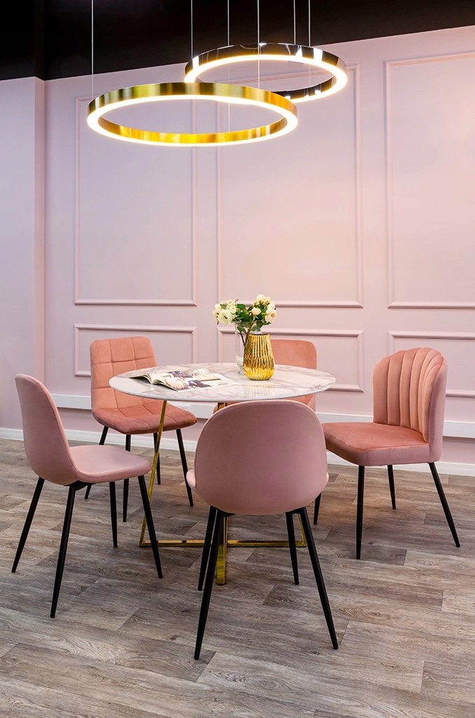 Okrągły Stół MDF Marmur podstawa metal Złoty fi100 Grubość blatu 2 cm