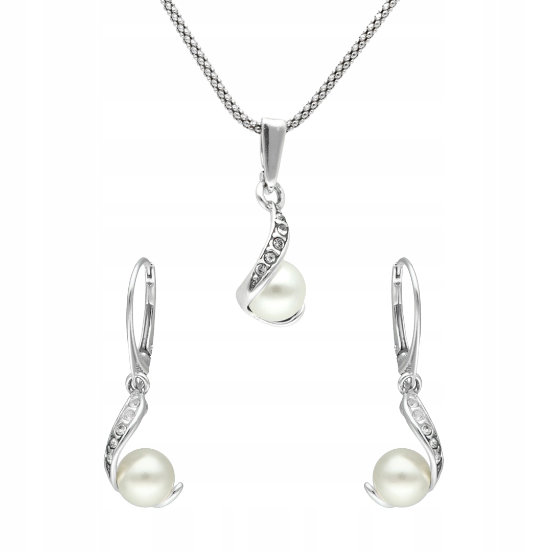 Komplet s perlou a zirkony stříbro