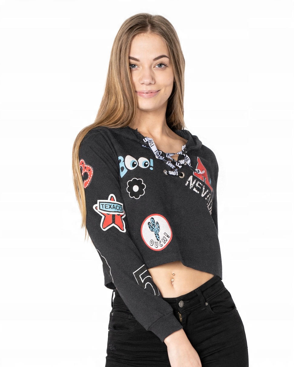 

Krótka Młodzieżowa Bluzka Crop Top Bluza 845-4 XL