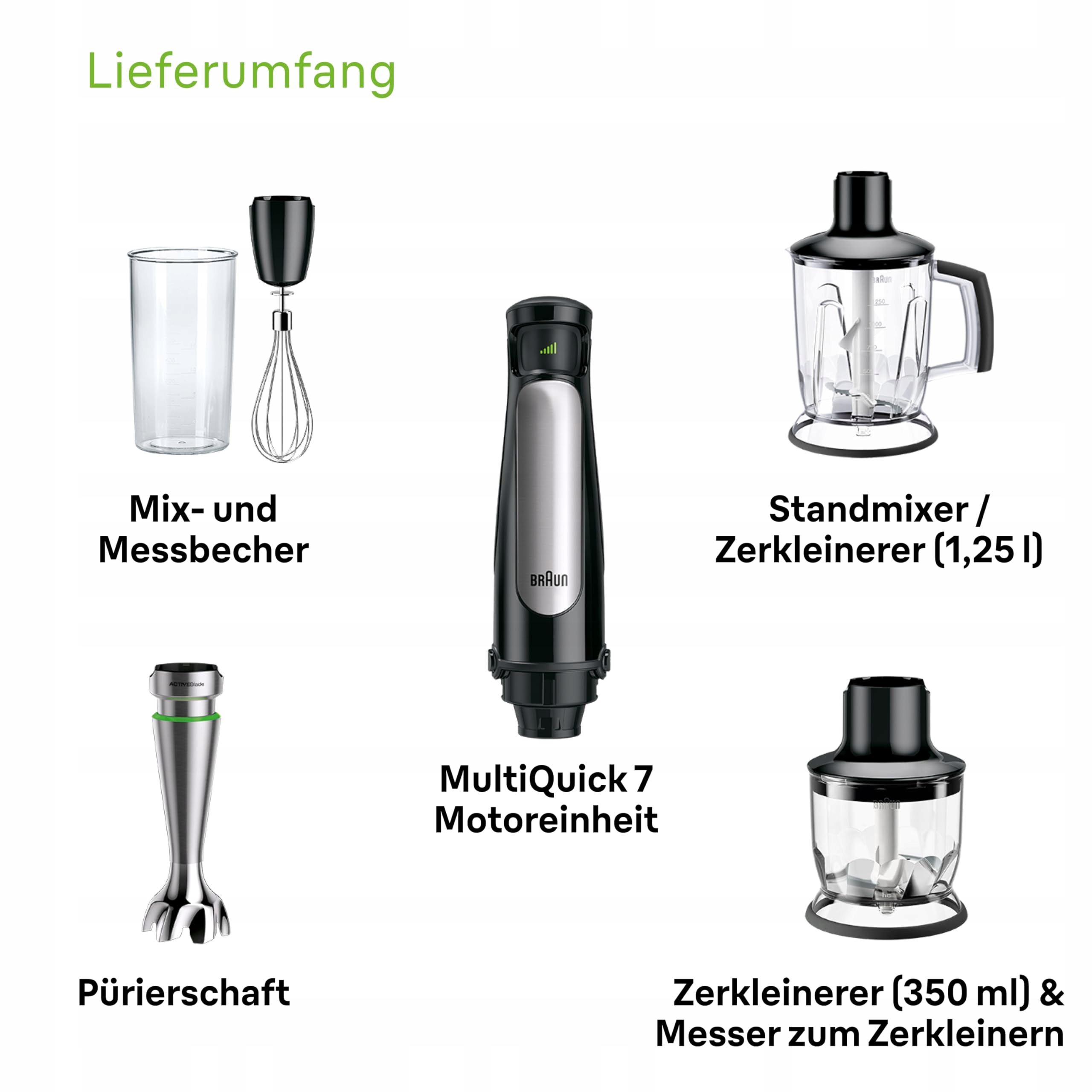 BRAUN MultiQuick 7 Blender Ręczny 1000W Zestaw Akcesoriów Stal Nierdzewna — miniatura 7