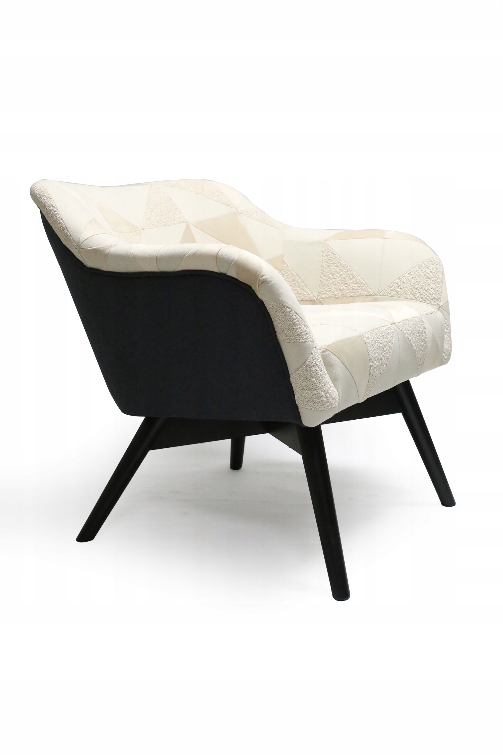 Fotel Patchwork Kubełkowy Retro Nowoczesny Unikat Ręcznie Krojony i Szyty